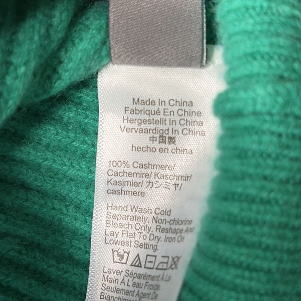 J.Crew Women's Green Cashmere Ribbed Knit Sweater Medium Chunky Pullover Luxury - Picture 6 of 9